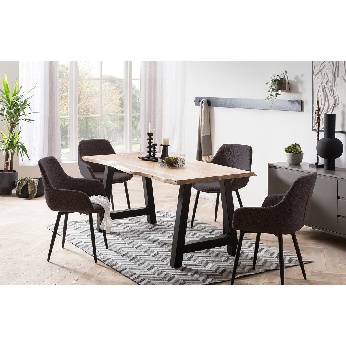 SalesFever Fauteuil Bouclé stof antraciet set van 2