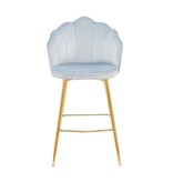 SalesFever Set van 2 barkrukken met schelpdesign in lichtgrijs fluweel