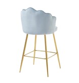 SalesFever Set van 2 barkrukken met schelpdesign in lichtgrijs fluweel