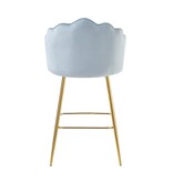 SalesFever Set van 2 barkrukken met schelpdesign in lichtgrijs fluweel