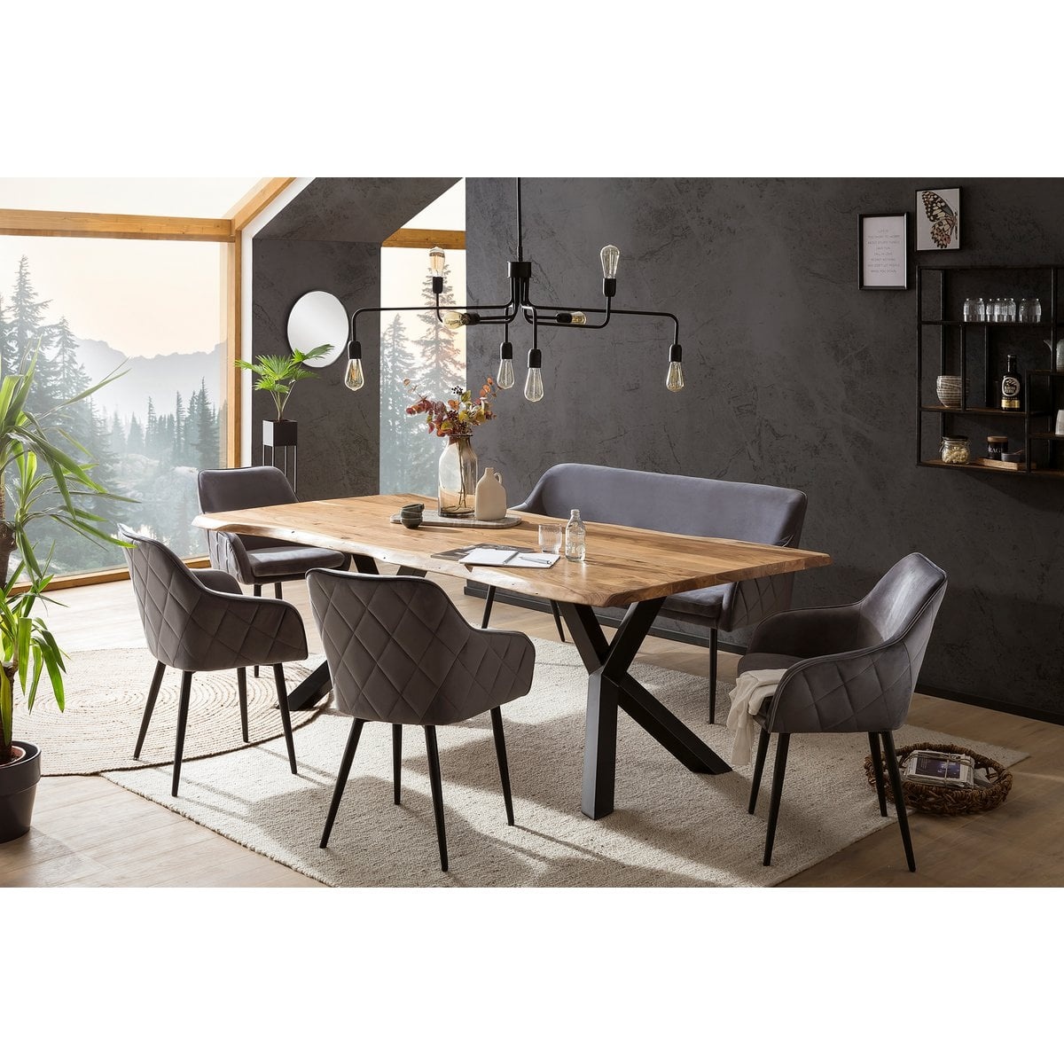 SalesFever Eetkamerstoel grijs fluweel