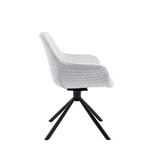 SalesFever Fauteuil met honingraatstiksel in lichtgrijs fluweel