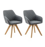 SalesFever Fauteuil set van 2 grijs textiel