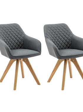 SalesFever Fauteuil set van 2 grijs textiel