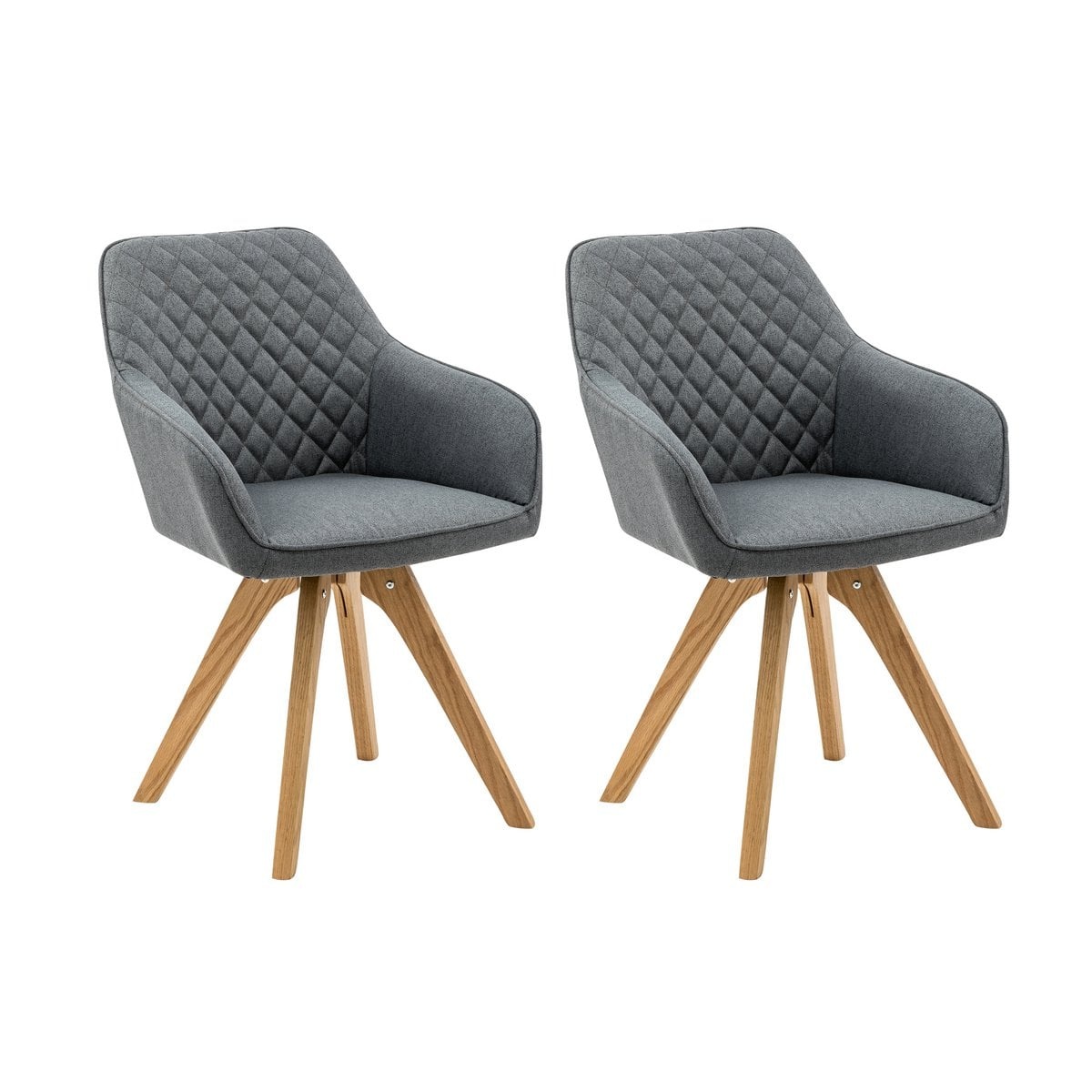 SalesFever Fauteuil set van 2 grijs textiel