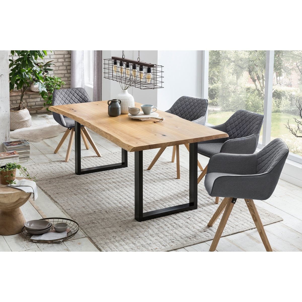 SalesFever Fauteuil set van 2 grijs textiel