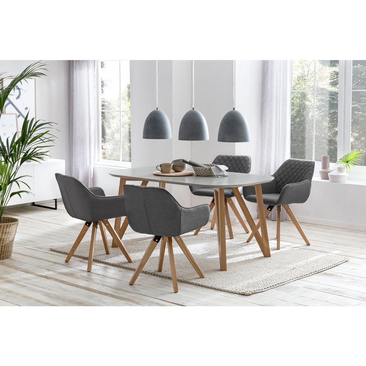 SalesFever Fauteuil set van 2 grijs textiel
