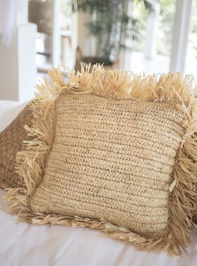 KantoormeubelenPlus Sierkussen met vulling | Decoratief Kussen | Sofa Kussen GANDI gemaakt van Raffia