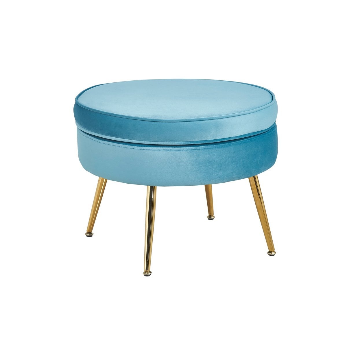SalesFever Ronde fluwelen poef blauw
