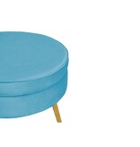 SalesFever Ronde fluwelen poef blauw