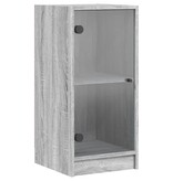VidaXL Bijzetkast met glazen deuren 35x37x75,5 cm grijs sonoma eiken