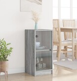 VidaXL Bijzetkast met glazen deuren 35x37x75,5 cm grijs sonoma eiken