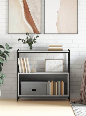 VidaXL Boekenrek 80x30x78,5 cm bewerkt hout en ijzer grijs sonoma