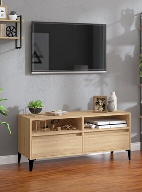 VidaXL Tv-meubel 100x34,5x44,5 cm bewerkt hout sonoma eikenkleurig