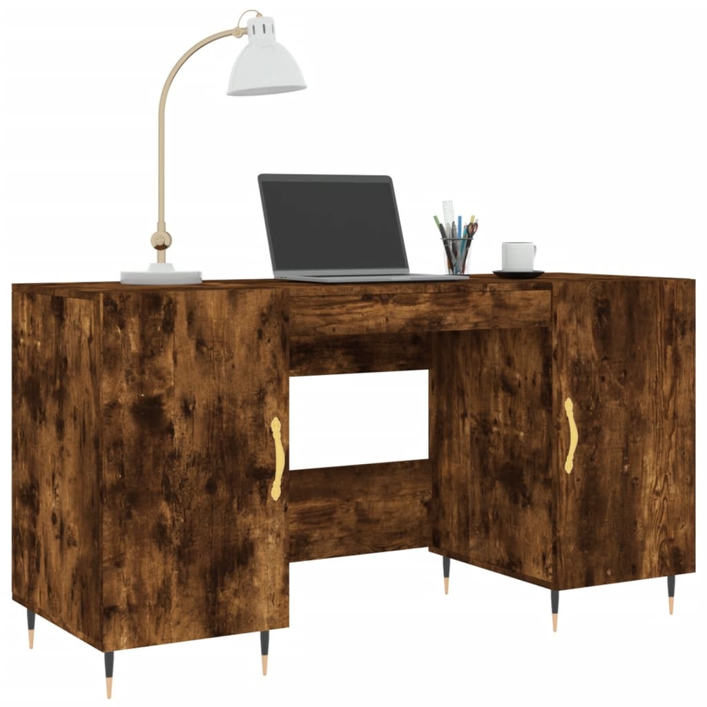 VidaXL Bureau 140x50x75 cm bewerkt hout gerookt eikenkleurig