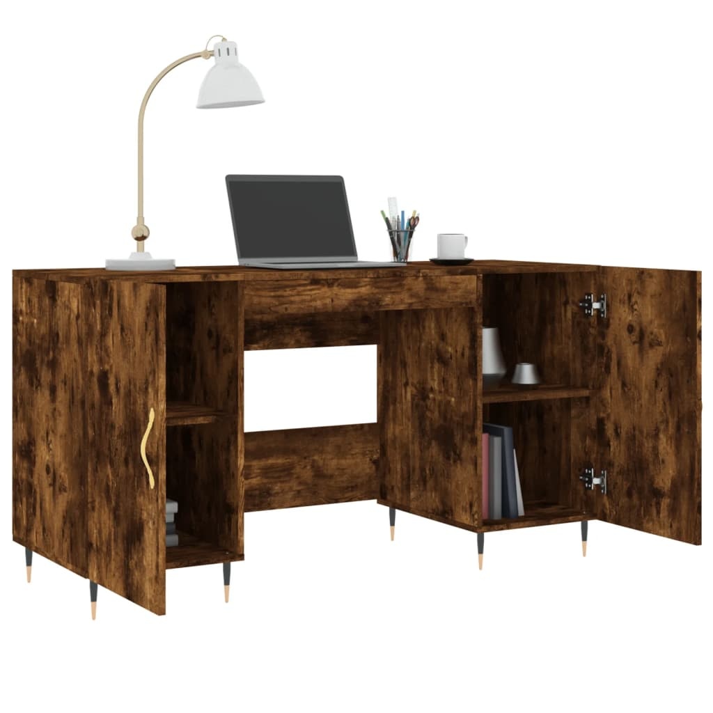 VidaXL Bureau 140x50x75 cm bewerkt hout gerookt eikenkleurig