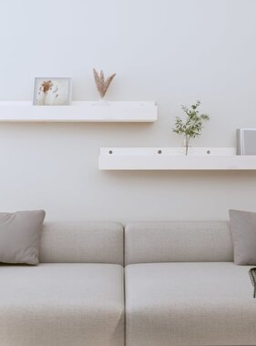 VidaXL Wandschappen 2 st 80x12x9 cm massief grenenhout wit