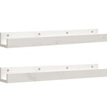 VidaXL Wandschappen 2 st 80x12x9 cm massief grenenhout wit