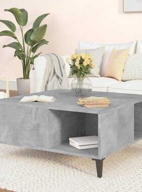 VidaXL Salontafel 80x80x36,5 cm bewerkt hout betongrijs