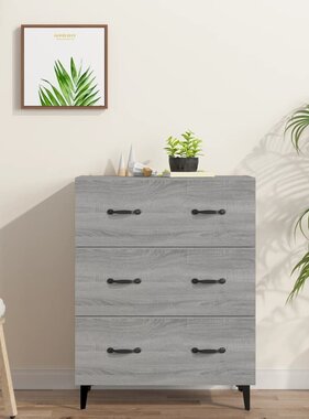 VidaXL Dressoir 69,5x34x90 cm bewerkt hout grijs sonoma eikenkleurig