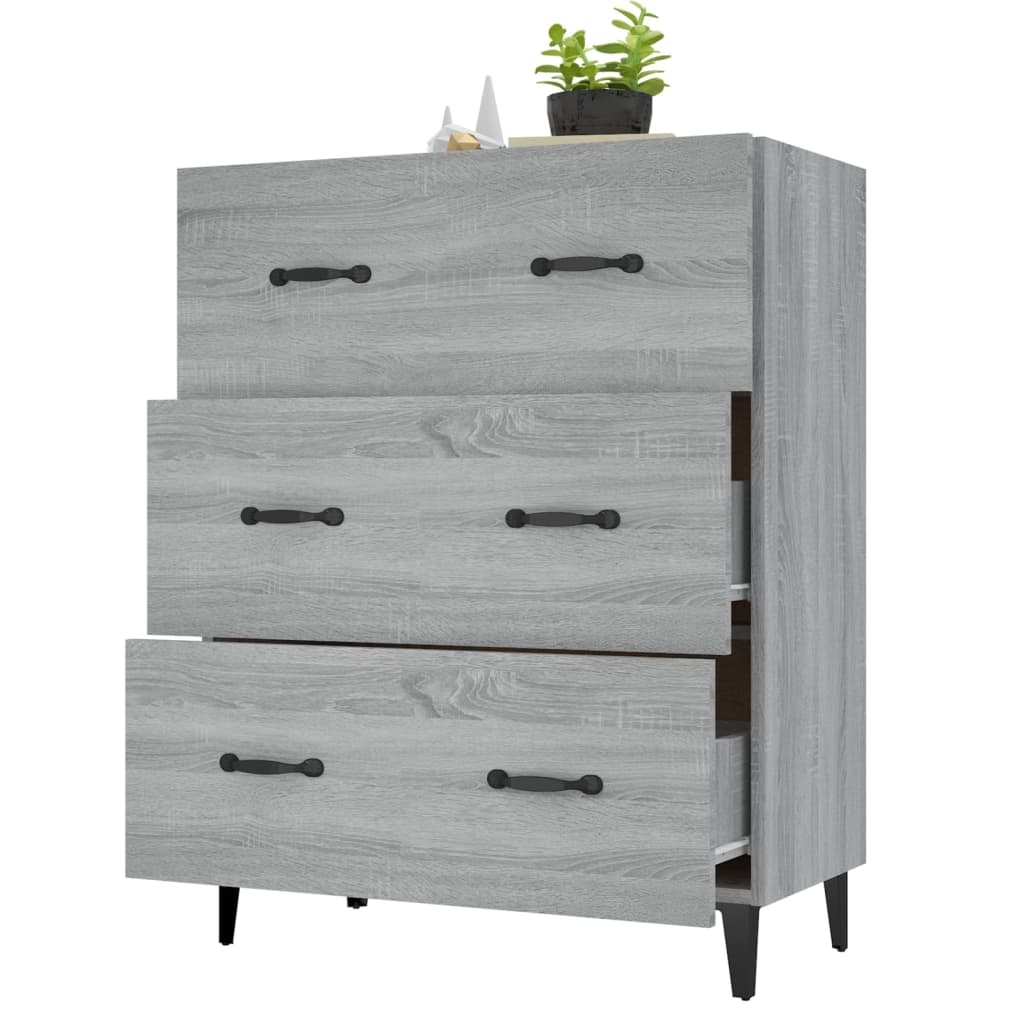 VidaXL Dressoir 69,5x34x90 cm bewerkt hout grijs sonoma eikenkleurig