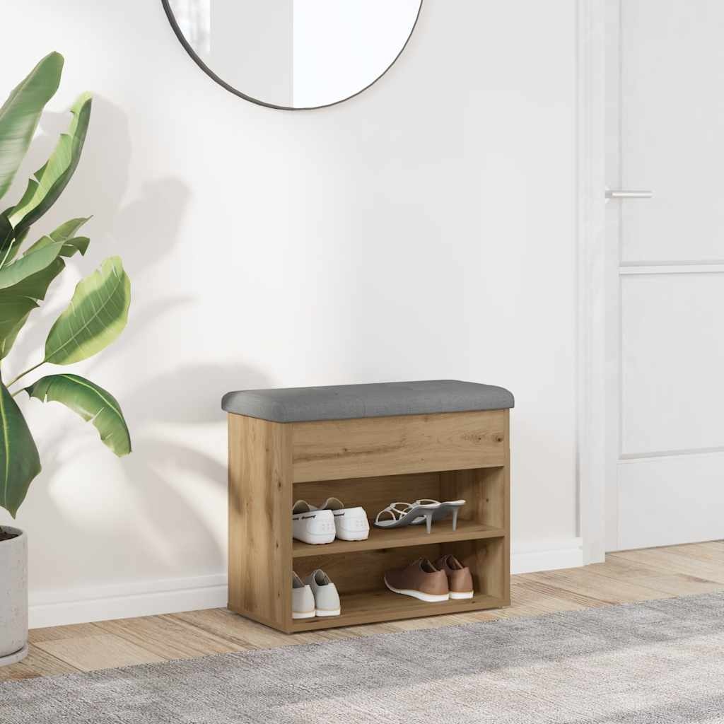 VidaXL Schoenenbank 62x32x50 cm bewerkt hout artisanaal eikenkleur