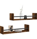 VidaXL Wandschappen met stangen 2 st 60x16x14 cm gerookt eikenkleurig