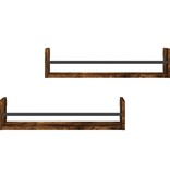 VidaXL Wandschappen met stangen 2 st 60x16x14 cm gerookt eikenkleurig