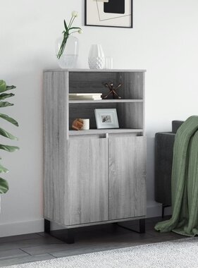 VidaXL Hoge kast 60x36x110 cm bewerkt hout grijs sonoma eikenkleurig