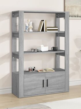 VidaXL Dressoir 80x30x119,5 cm bewerkt hout grijs sonoma eikenkleurig