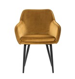 SalesFever Eetkamerstoel mosterdgeel fluweel