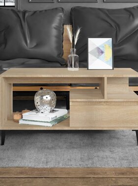 VidaXL Salontafel 90x49x45 cm bewerkt hout sonoma eikenkleurig