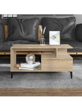 VidaXL Salontafel 90x49x45 cm bewerkt hout sonoma eikenkleurig