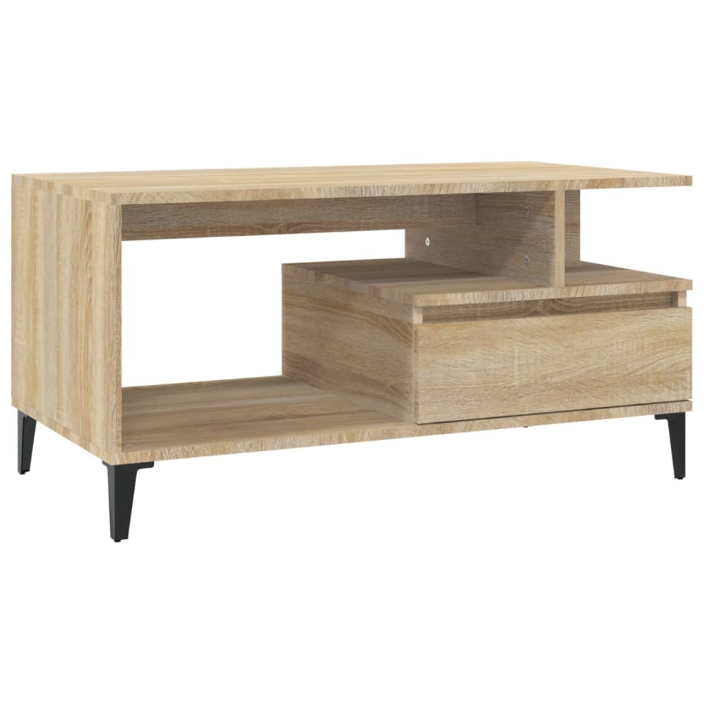 VidaXL Salontafel 90x49x45 cm bewerkt hout sonoma eikenkleurig