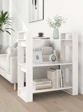 VidaXL Boekenkast/kamerscherm 80x35x91 cm massief grenenhout wit