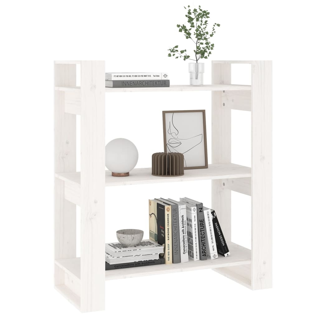 VidaXL Boekenkast/kamerscherm 80x35x91 cm massief grenenhout wit