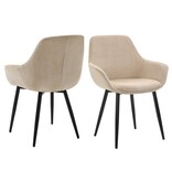 SalesFever Set van 2 corduroy fauteuils beige