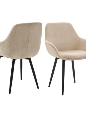 SalesFever Set van 2 corduroy fauteuils beige