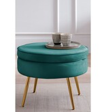 SalesFever Ronde fluwelen poef groen