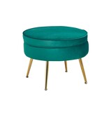 SalesFever Ronde fluwelen poef groen