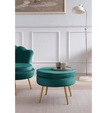 SalesFever Ronde fluwelen poef groen