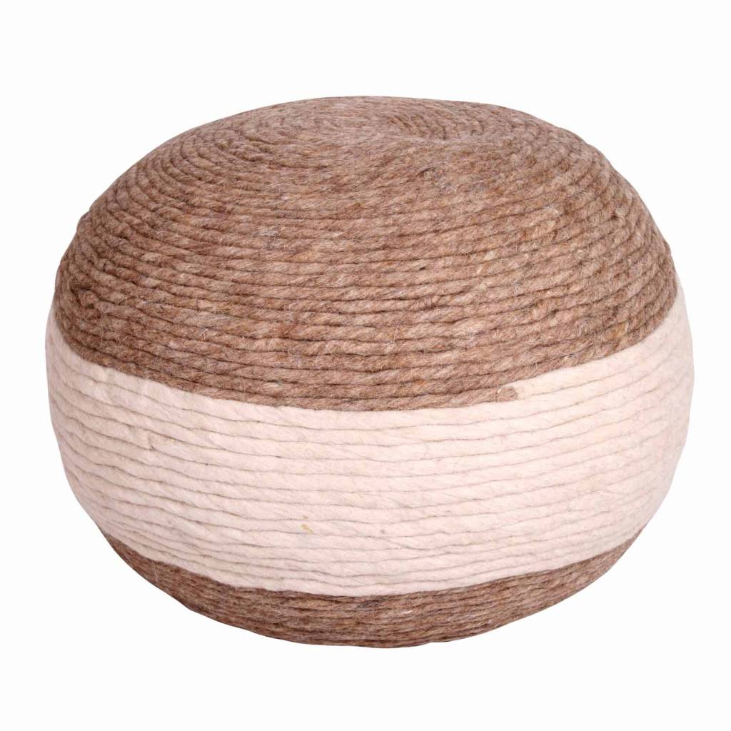 Butik retro wollen poef West Bruin