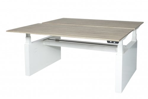 Icons duo werkplek, zit-sta (62-130cm) hoogte verstelbaar dmv elektromotor met 120x80cm 20mm bladen en H-frame