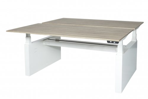 Icons duo werkplek, zit-sta (62-130cm) hoogte verstelbaar dmv elektromotor met 160x80cm 20mm bladen en H-frame
