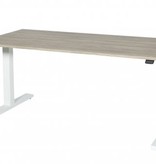Icons T-poot bureau, zit-sta (62-118cm) hoogte verstelbaar dmv gasveerbediening met 200x80 20mm melamine blad en frame