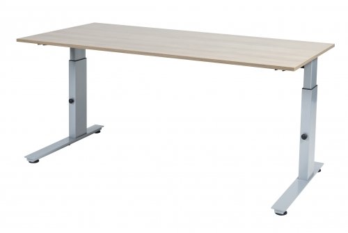 Schaffenburg Avitus C-poot bureau hoogte instelbaar (62-85cm) met 160x80cm lindberg eiken 20mm melamine blad en aluminium (RAL9006) frame