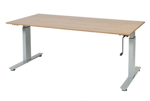 Avitus T-poot bureau, hoogte verstelbaar dmv slinger (62-85cm) met 120x80cm 20mm melamine blad en frame