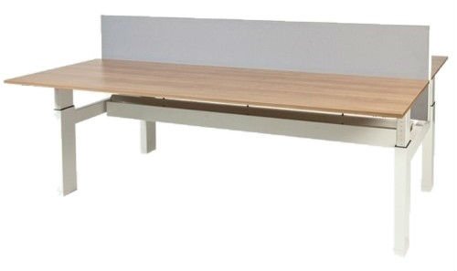 Avitus Duo werkplek, hoogte verstelbaar dmv slinger (62-85cm) met 160x80cm 20mm melamine bladen en H-frame