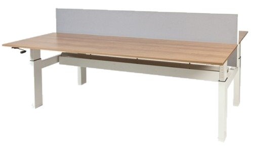 Avitus Duo werkplek, hoogte verstelbaar dmv slinger (62-85cm) met 180x80cm 20mm melamine bladen en H-frame