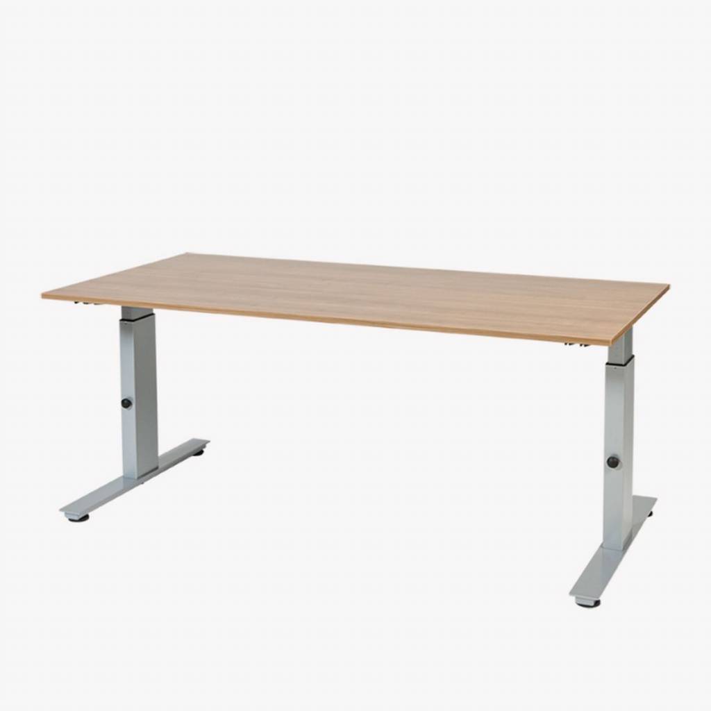 Schaffenburg Avitus T-poot vergadertafel vaste hoogte (75cm) met 200x100cm lindberg eiken 20mm melamine blad en aluminium (RAL9006) frame